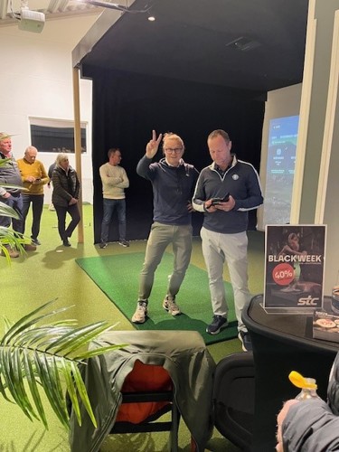 Joakim Norgren och Kristian Hägglund berättade hur simulatorgolf i Tomelilla fungerar.